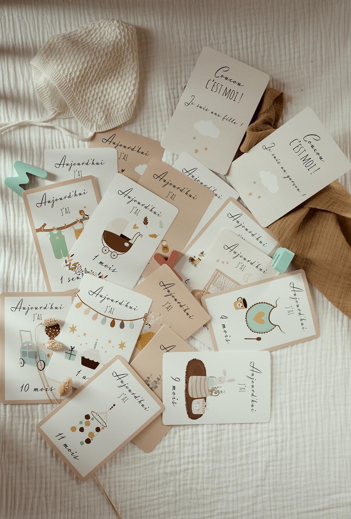 Cartes étapes Bébé, Cadeau Naissance original